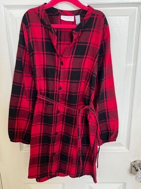 Place Red & Black Plaid Button-Front Tunic Dress size 7/8